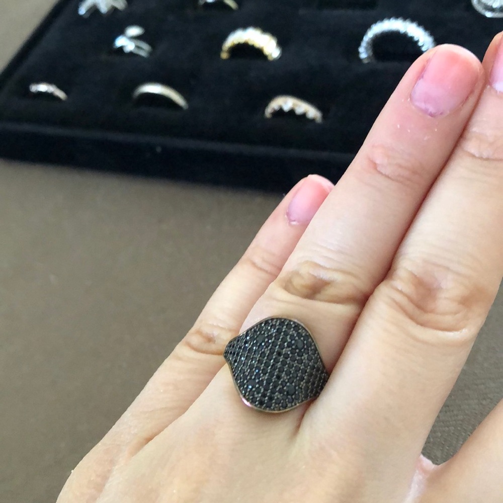 Black diamond and gold ring